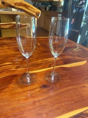 Vintage Clear Champagne Flutes - Set of 2